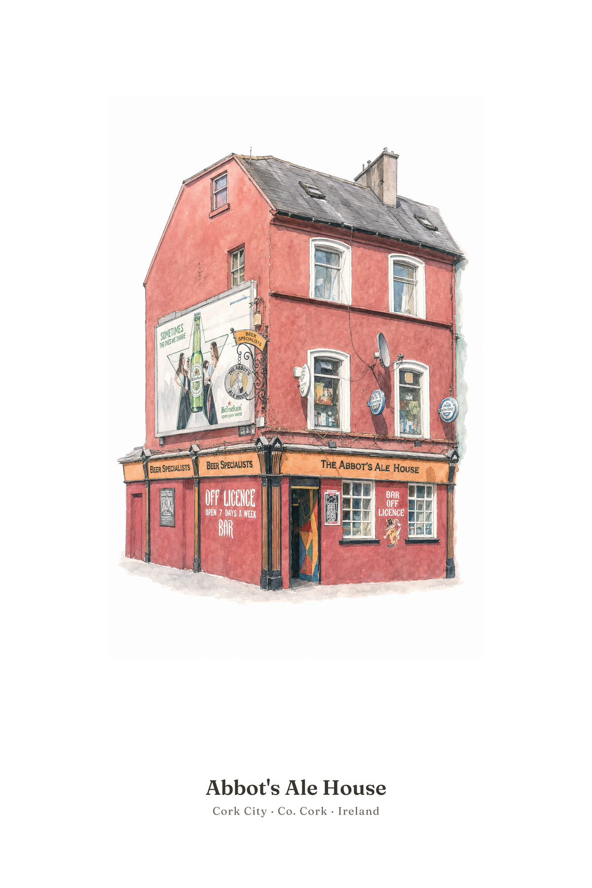 Abbot's Ale House — Illustrated Pub Poster