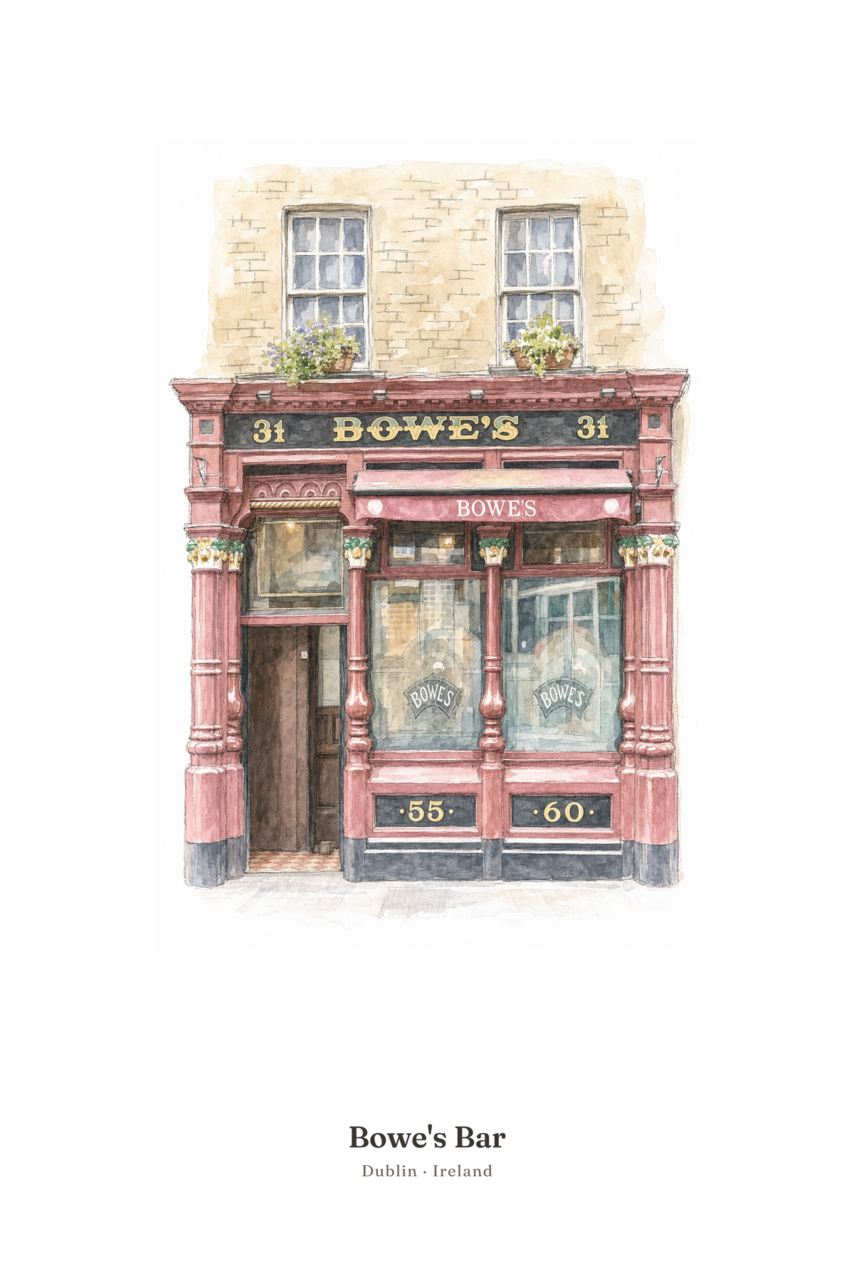 Bowe's Bar — Illustrated Pub Poster