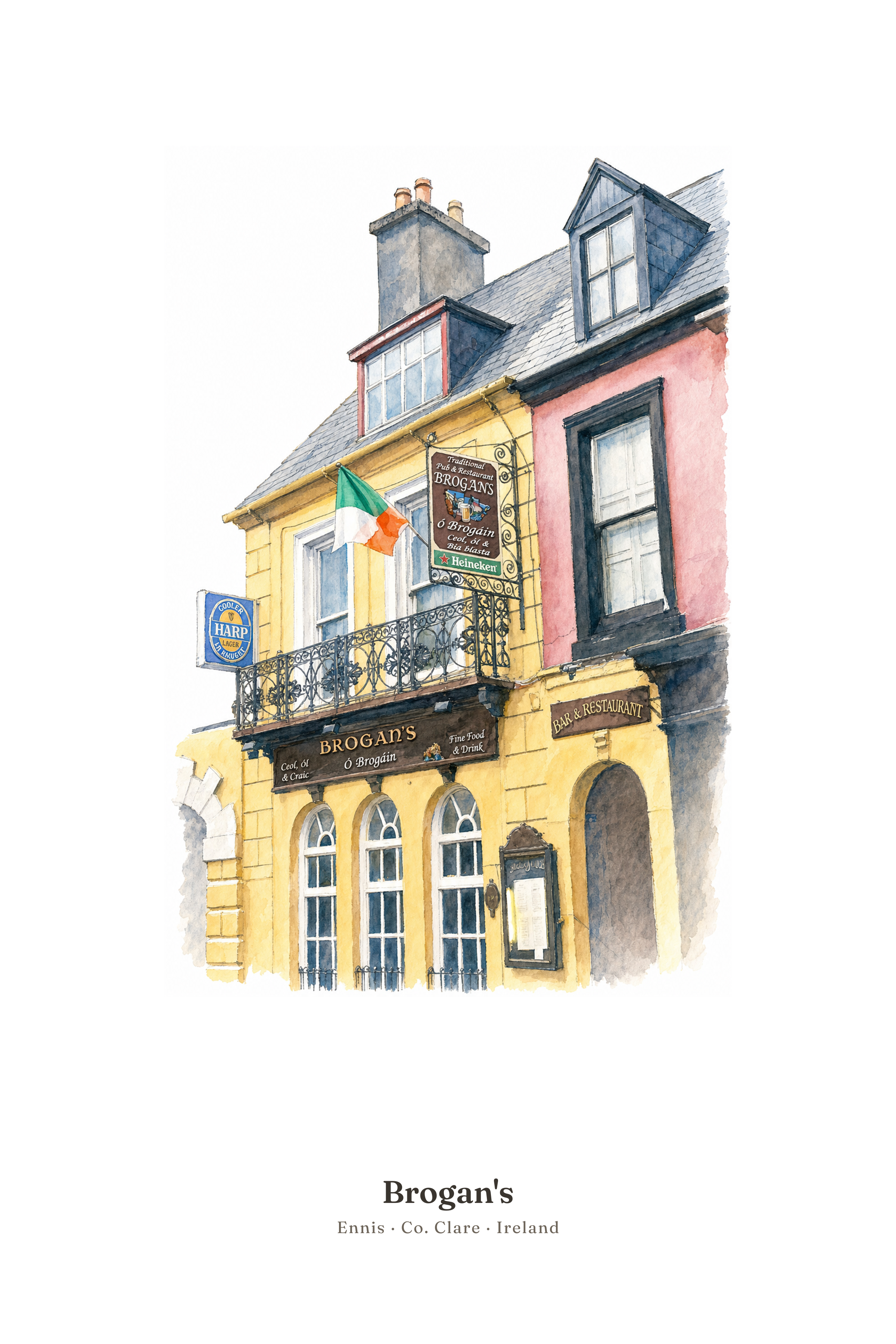 Brogan's — Illustrated Pub Poster
