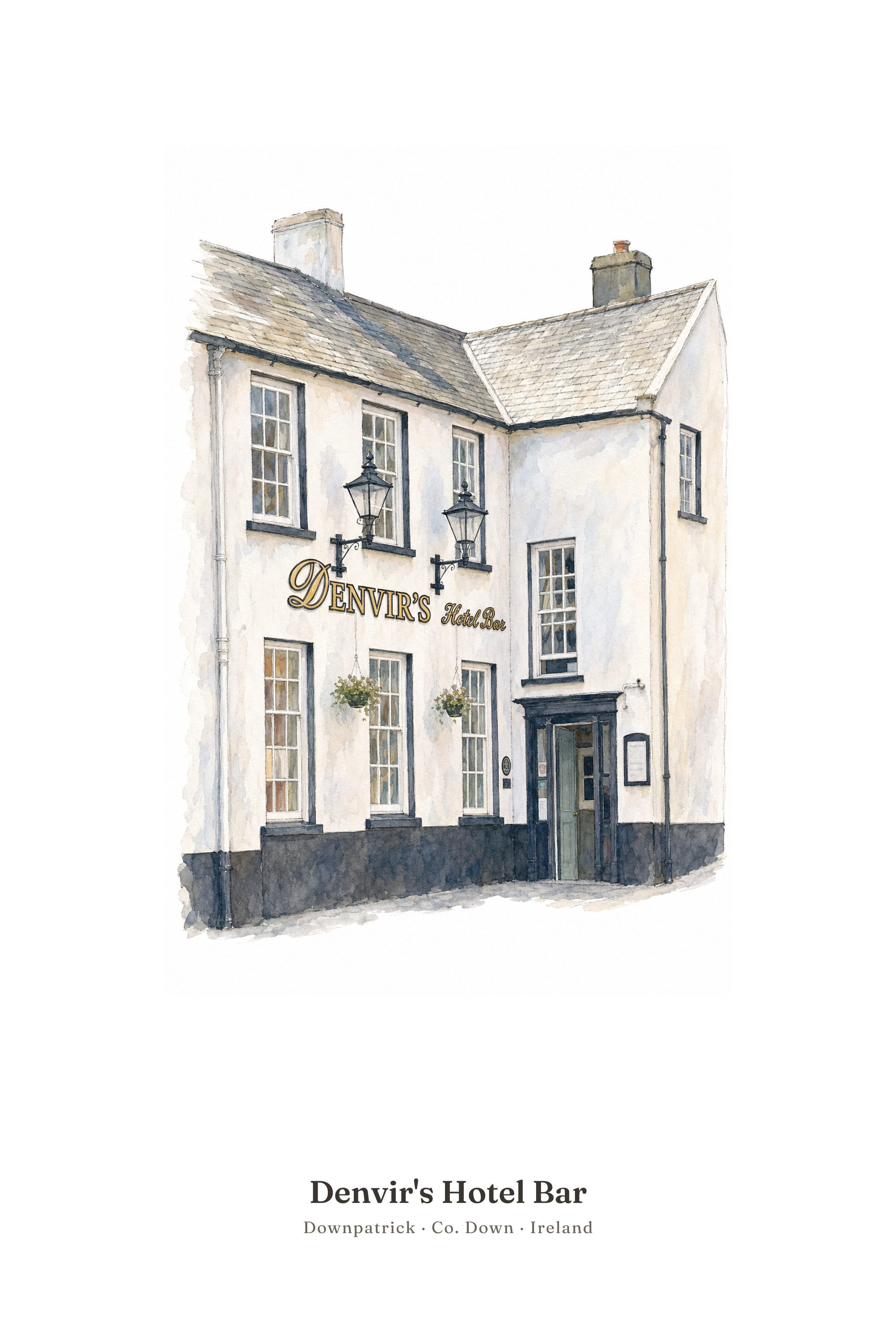 Denvir's Hotel Bar — Illustrated Pub Poster