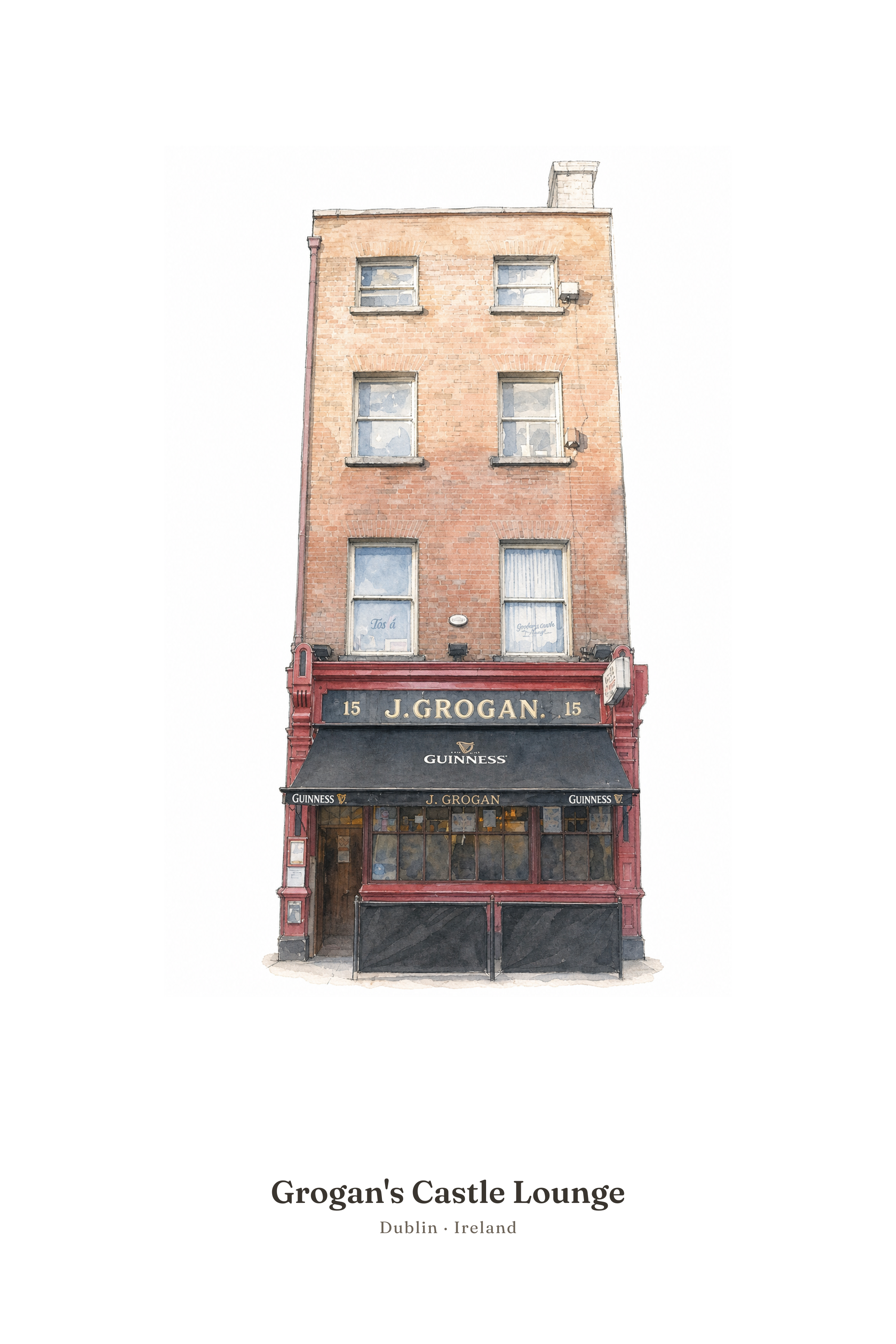 Grogan's Castle Lounge — Illustrated Pub Poster