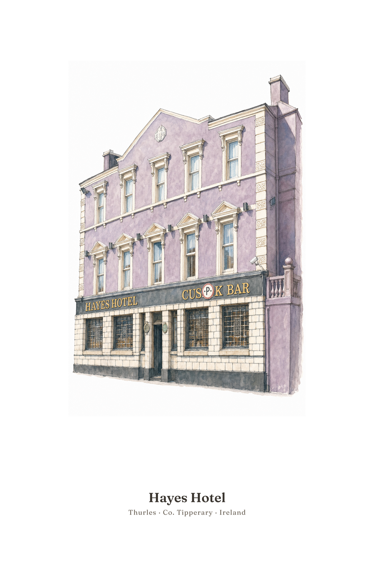 Hayes Hotel — Illustrated Pub Poster