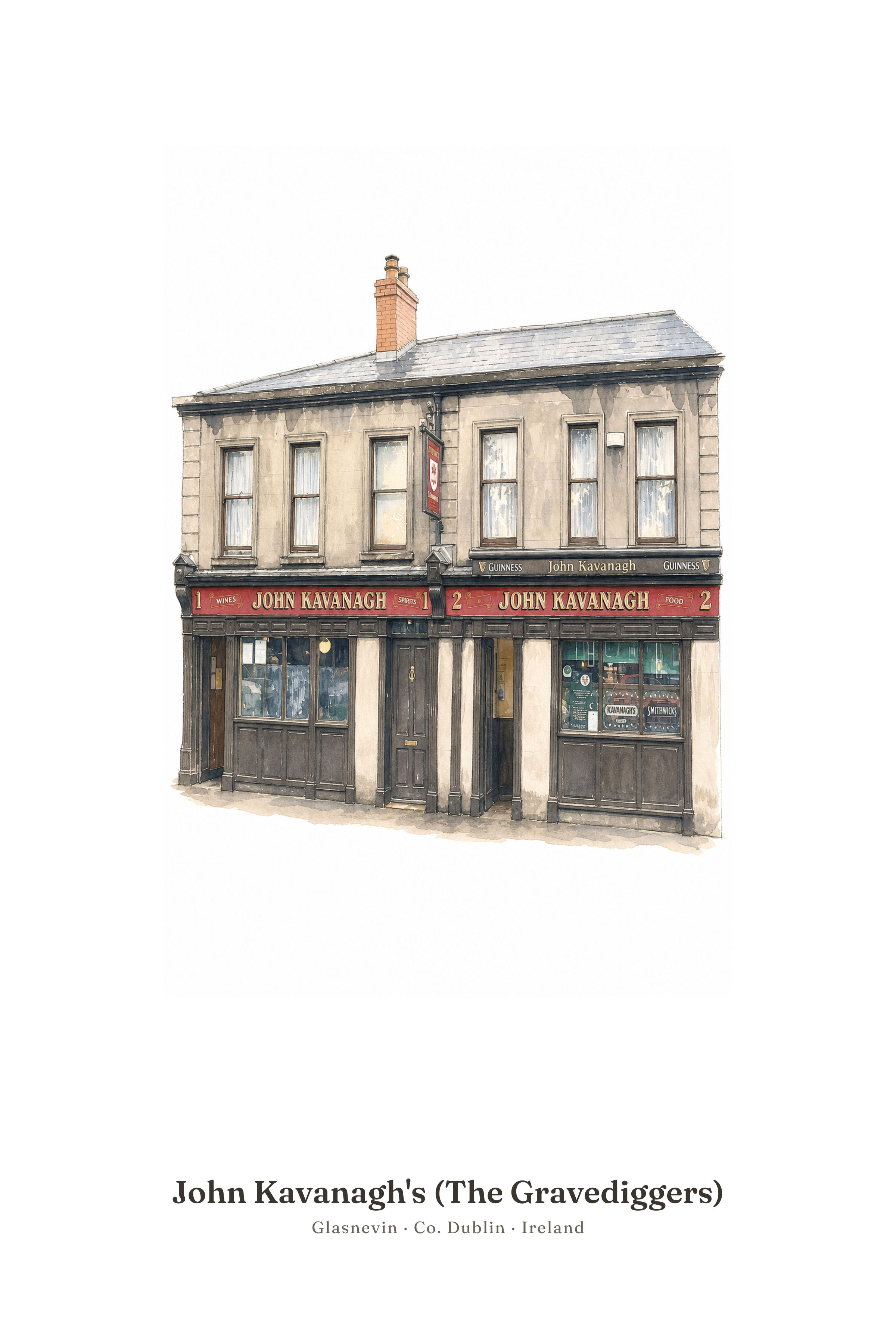 John Kavanagh's (The Gravediggers) — Illustrated Pub Poster