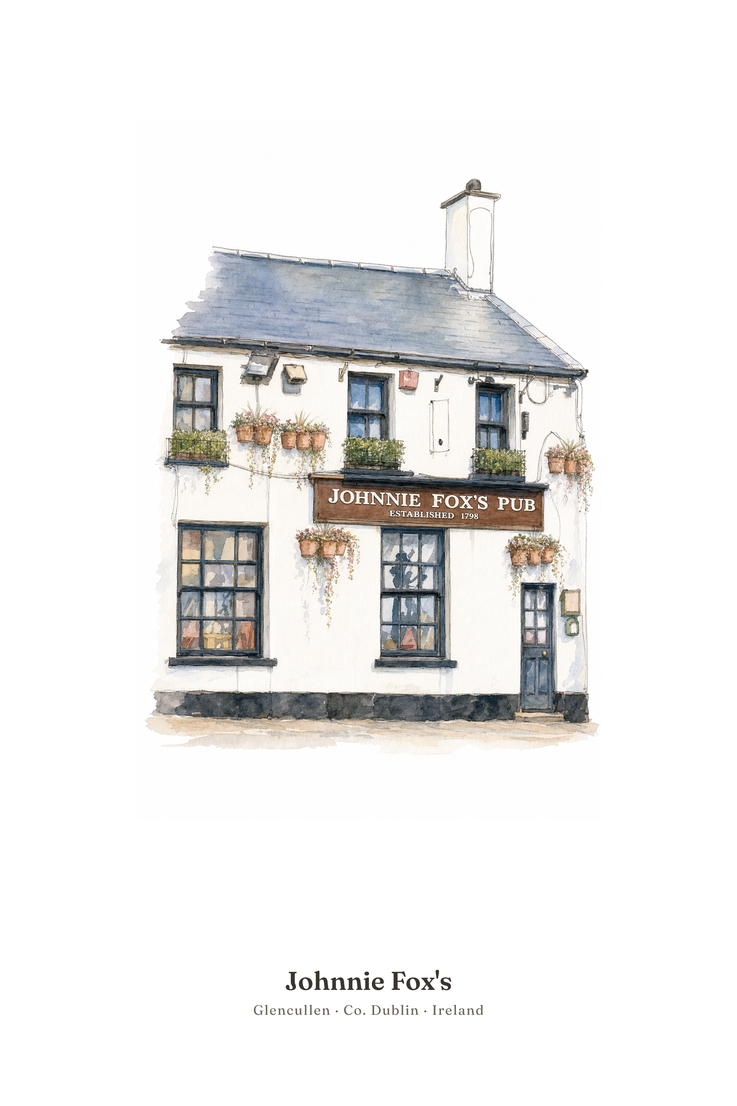 Johnnie Fox's — Illustrated Pub Poster