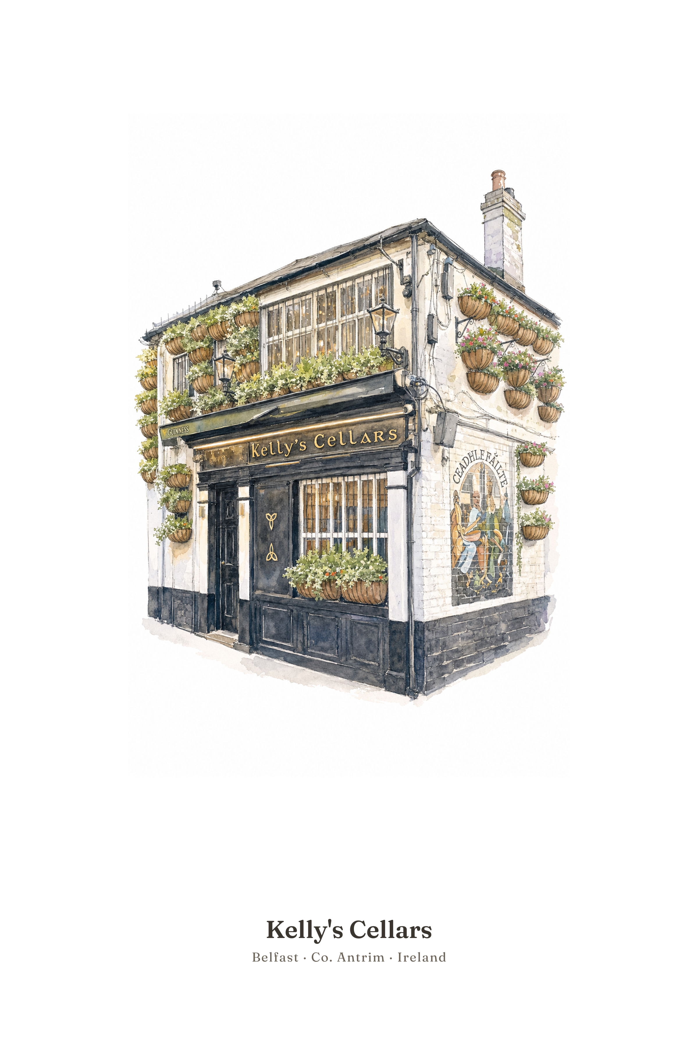 Kelly's Cellars — Illustrated Pub Poster