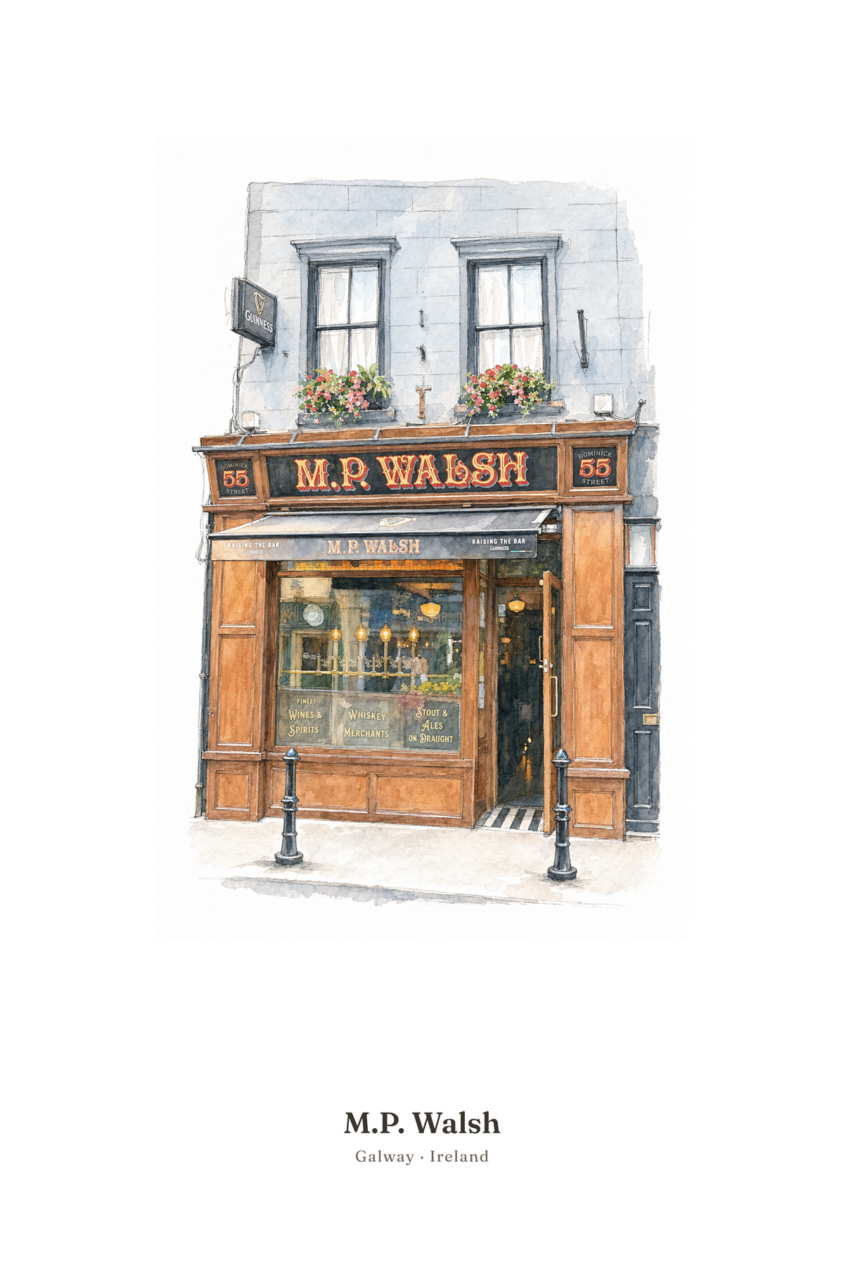 M.P. Walsh — Illustrated Pub Poster
