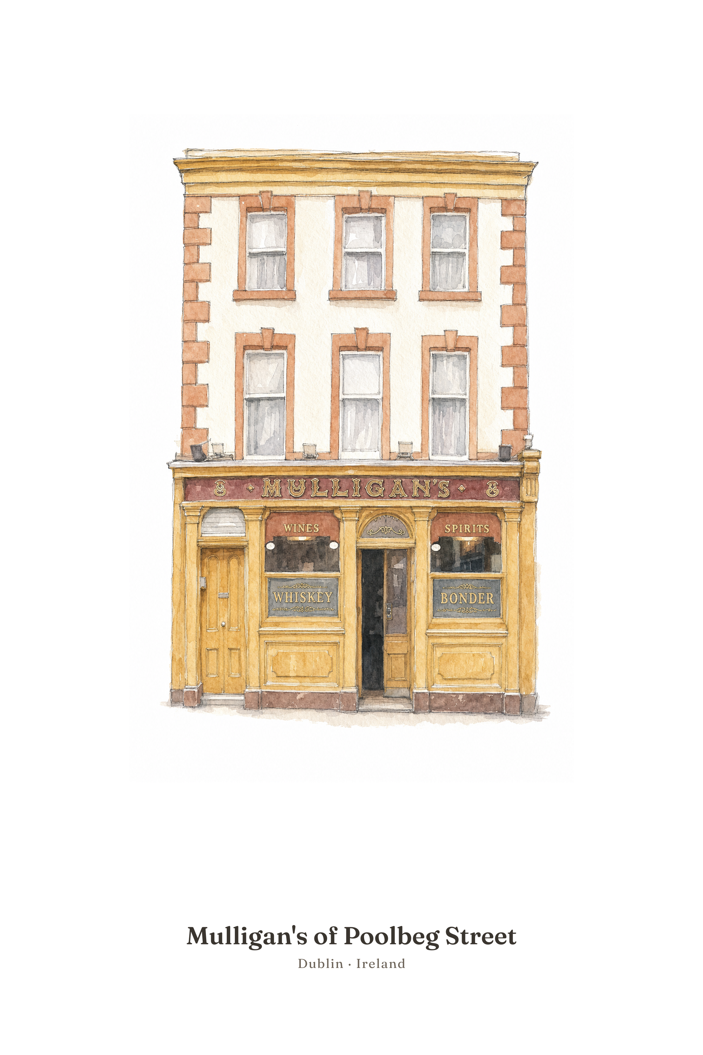 Mulligan's of Poolbeg Street — Illustrated Pub Poster
