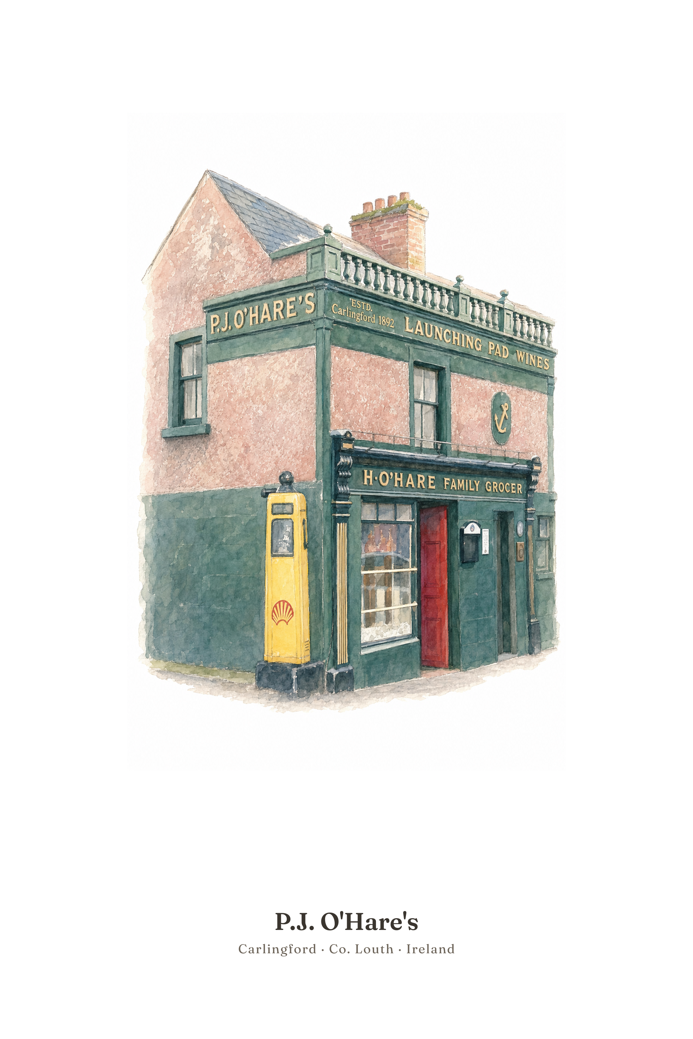 P.J. O'Hare's — Illustrated Pub Poster