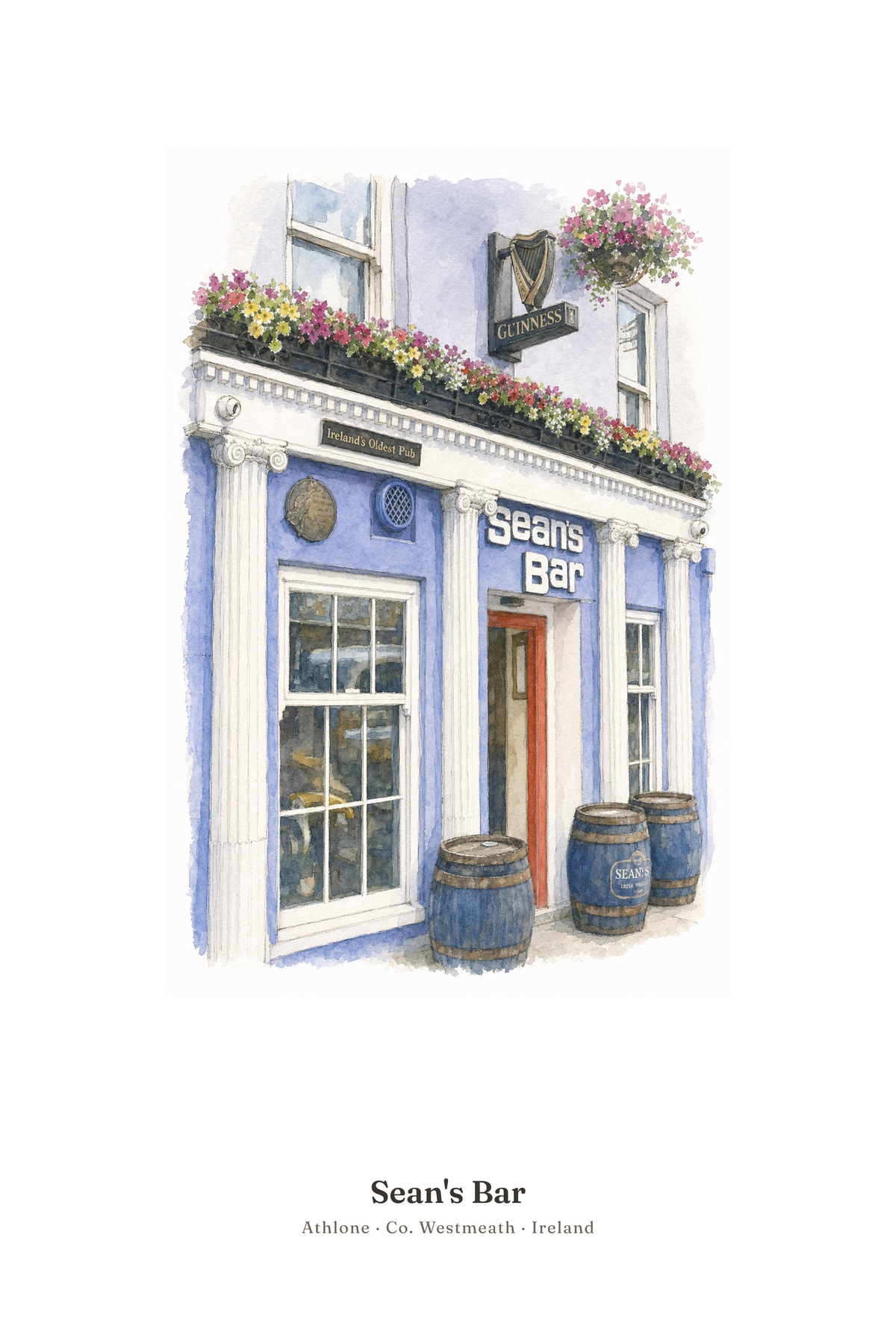 Sean's Bar — Illustrated Pub Poster