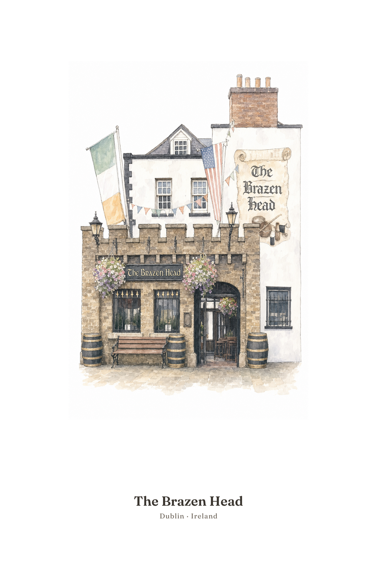 The Brazen Head — Illustrated Pub Poster