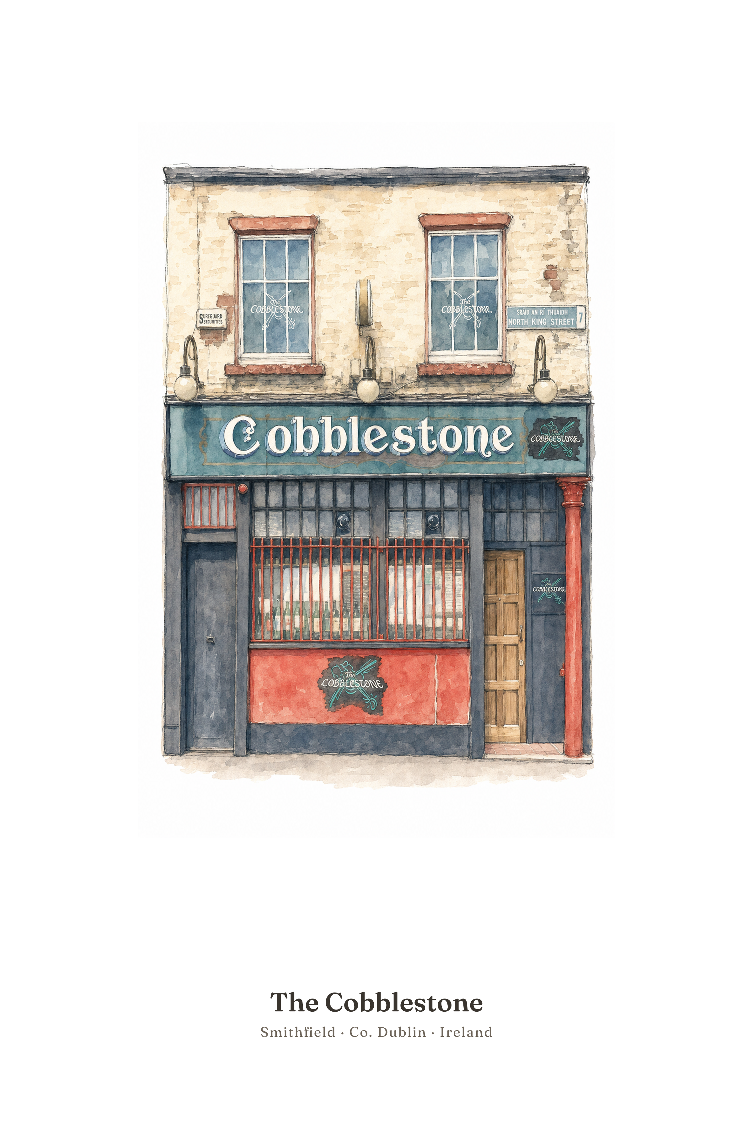 The Cobblestone — Illustrated Pub Poster