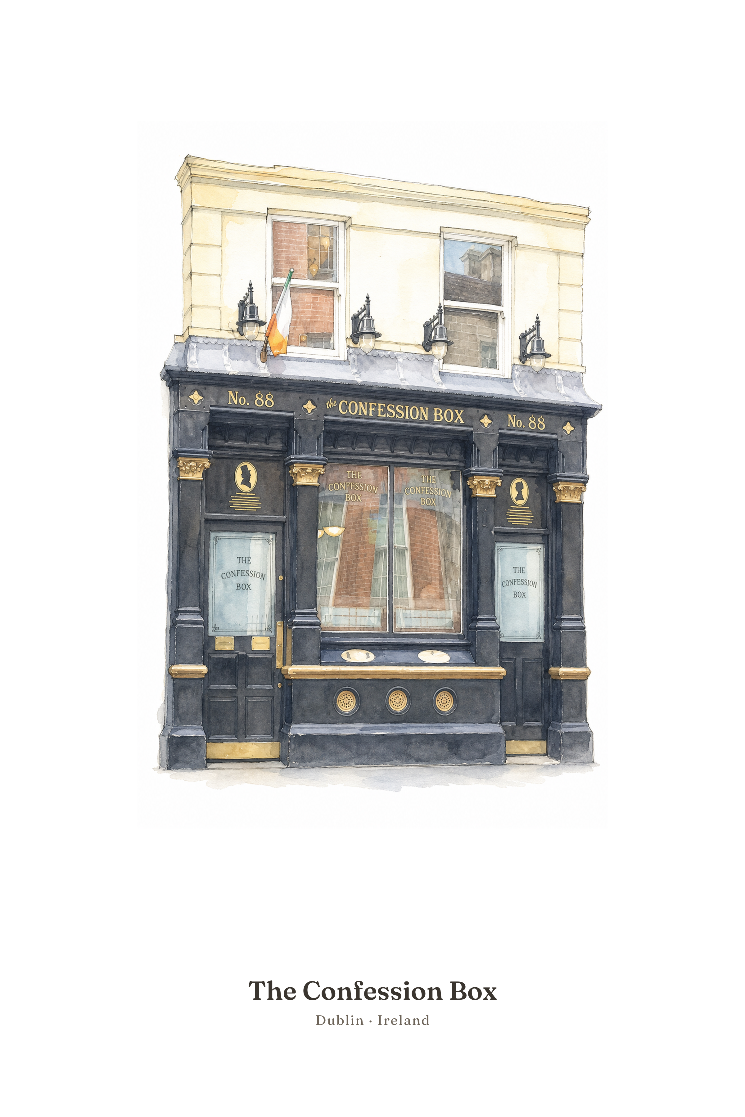 The Confession Box — Illustrated Pub Poster