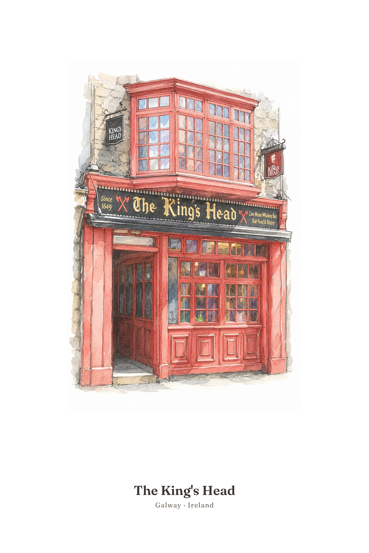 The King's Head — Illustrated Pub Poster