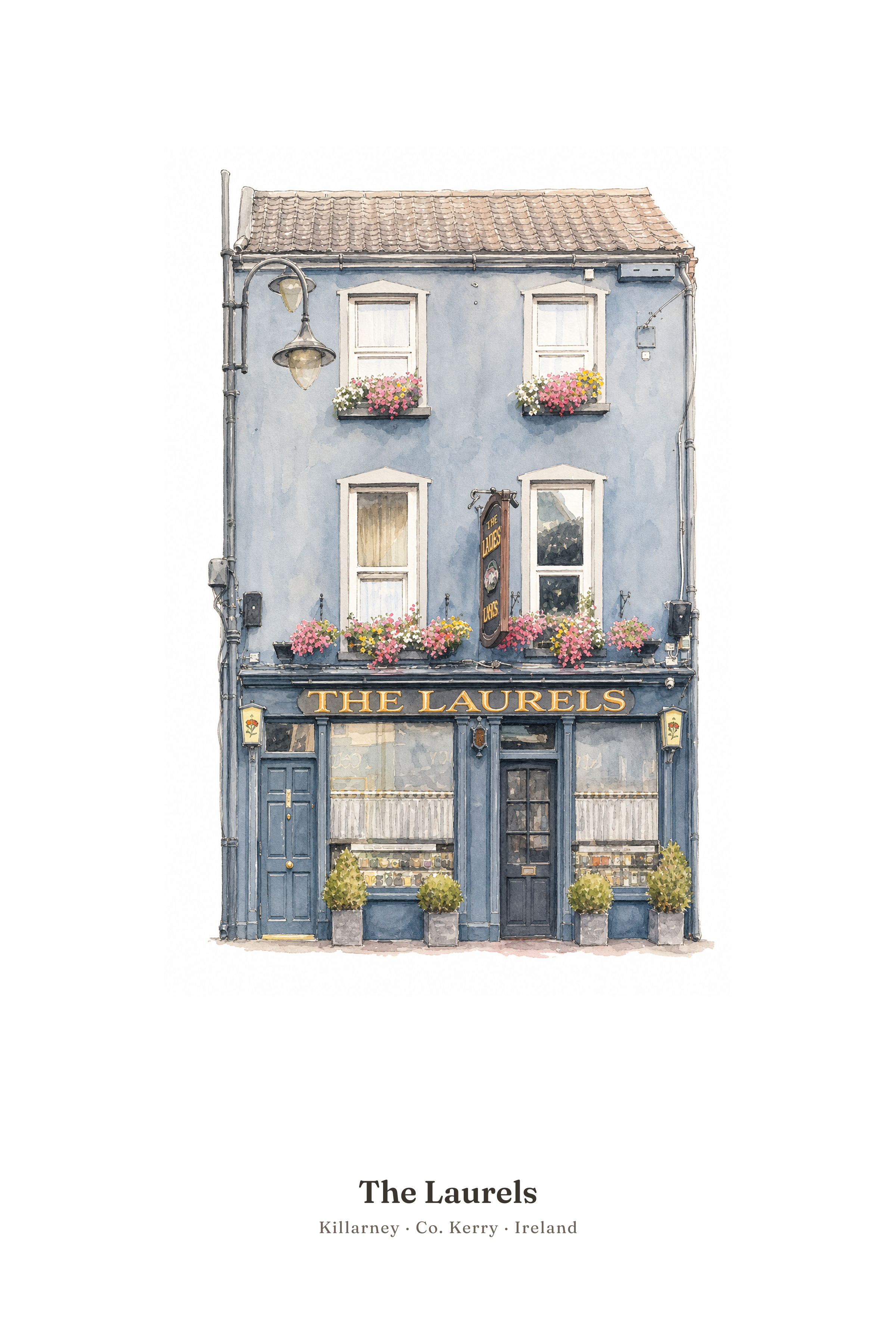 The Laurels — Illustrated Pub Poster