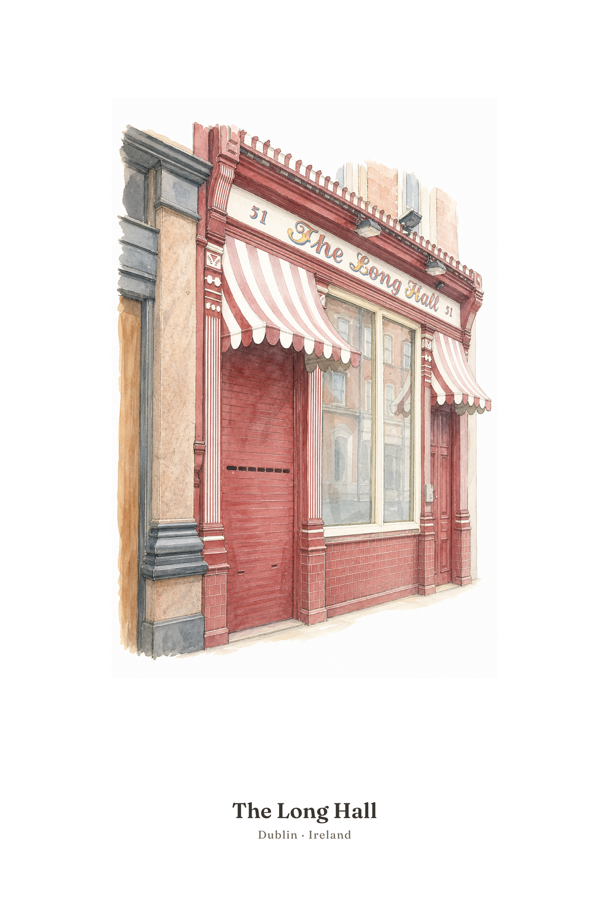 The Long Hall — Illustrated Pub Poster