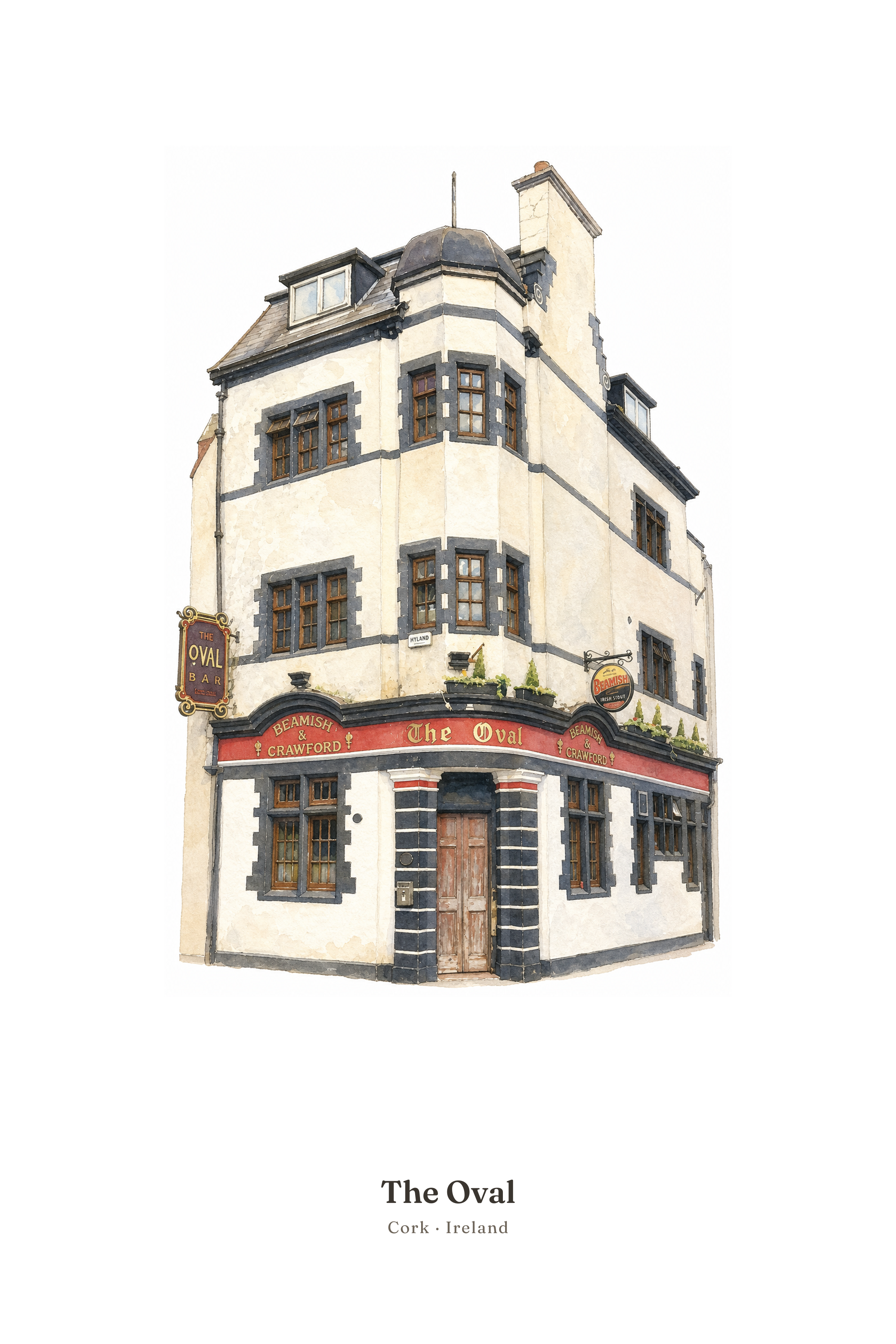 The Oval — Illustrated Pub Poster