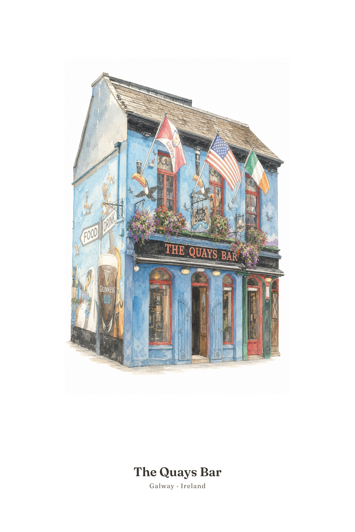 The Quays Bar — Illustrated Pub Poster