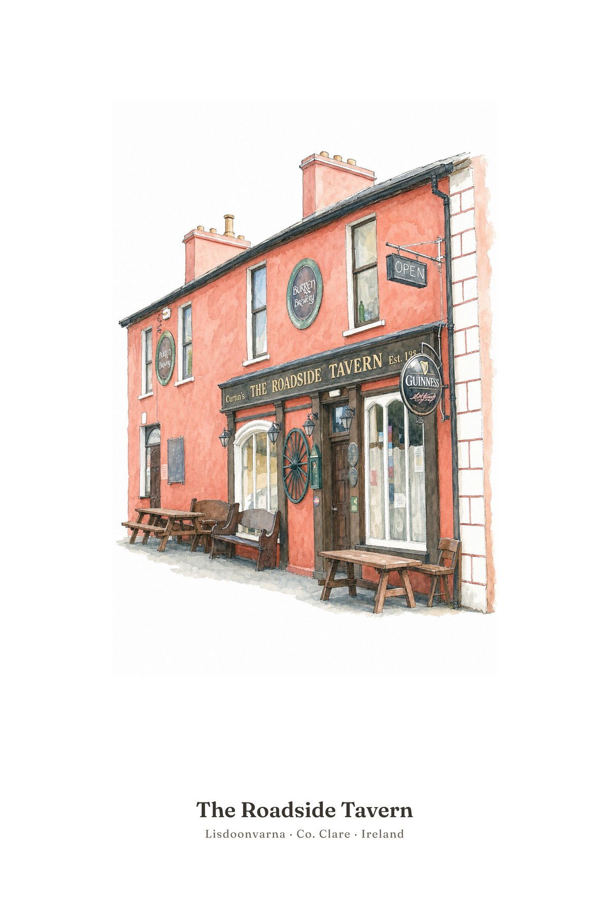 The Roadside Tavern — Illustrated Pub Poster