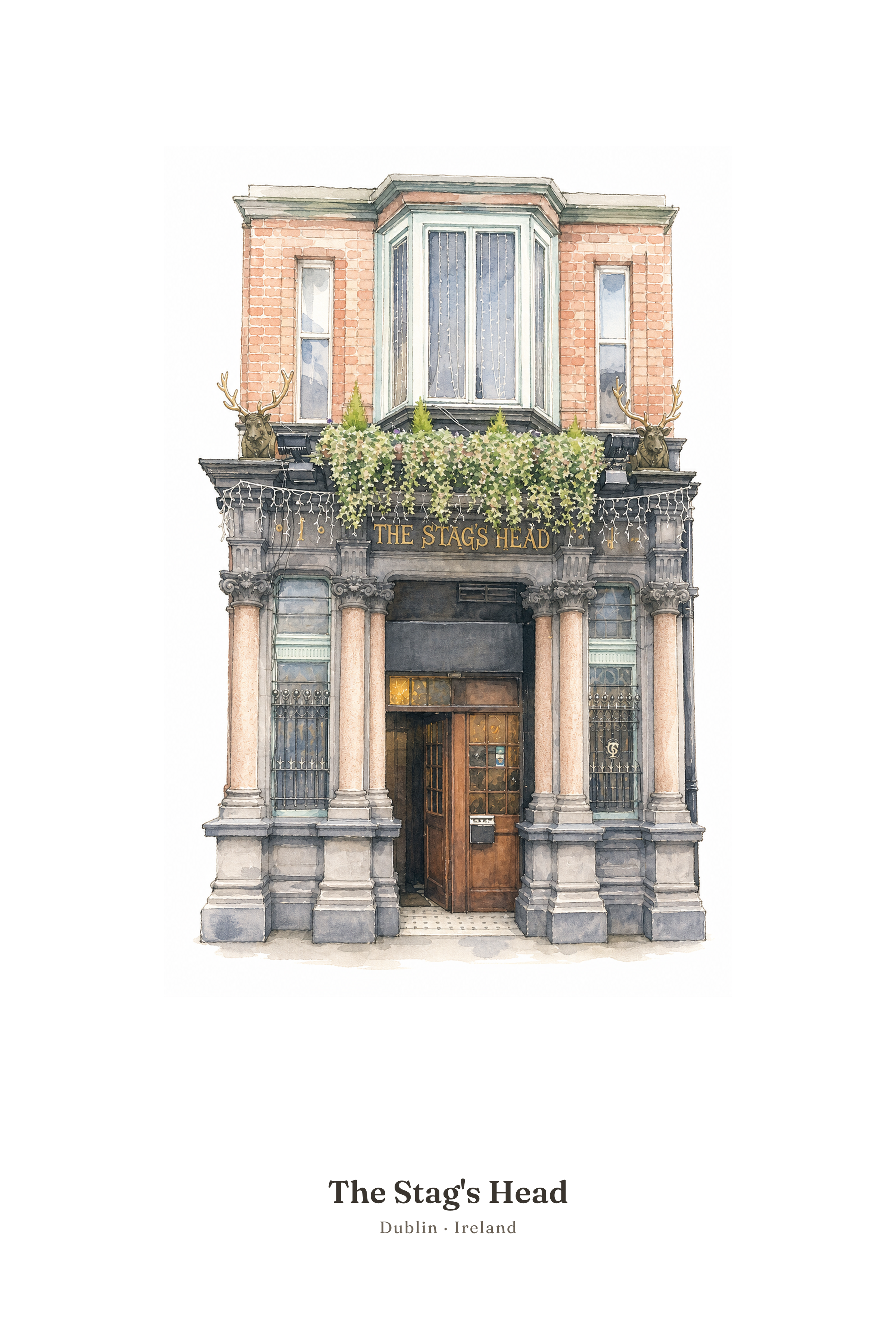 The Stag's Head — Illustrated Pub Poster