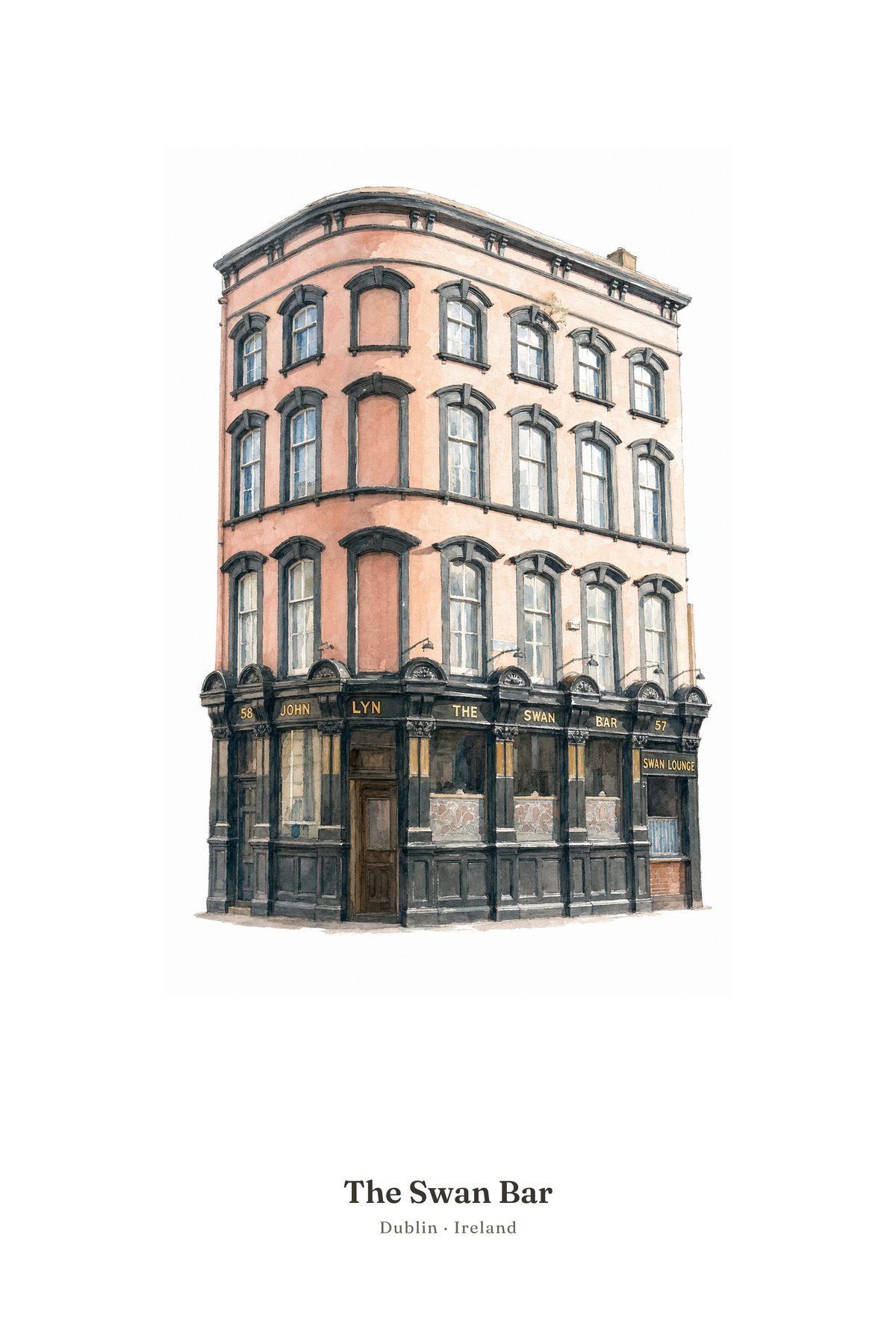 The Swan Bar — Illustrated Pub Poster