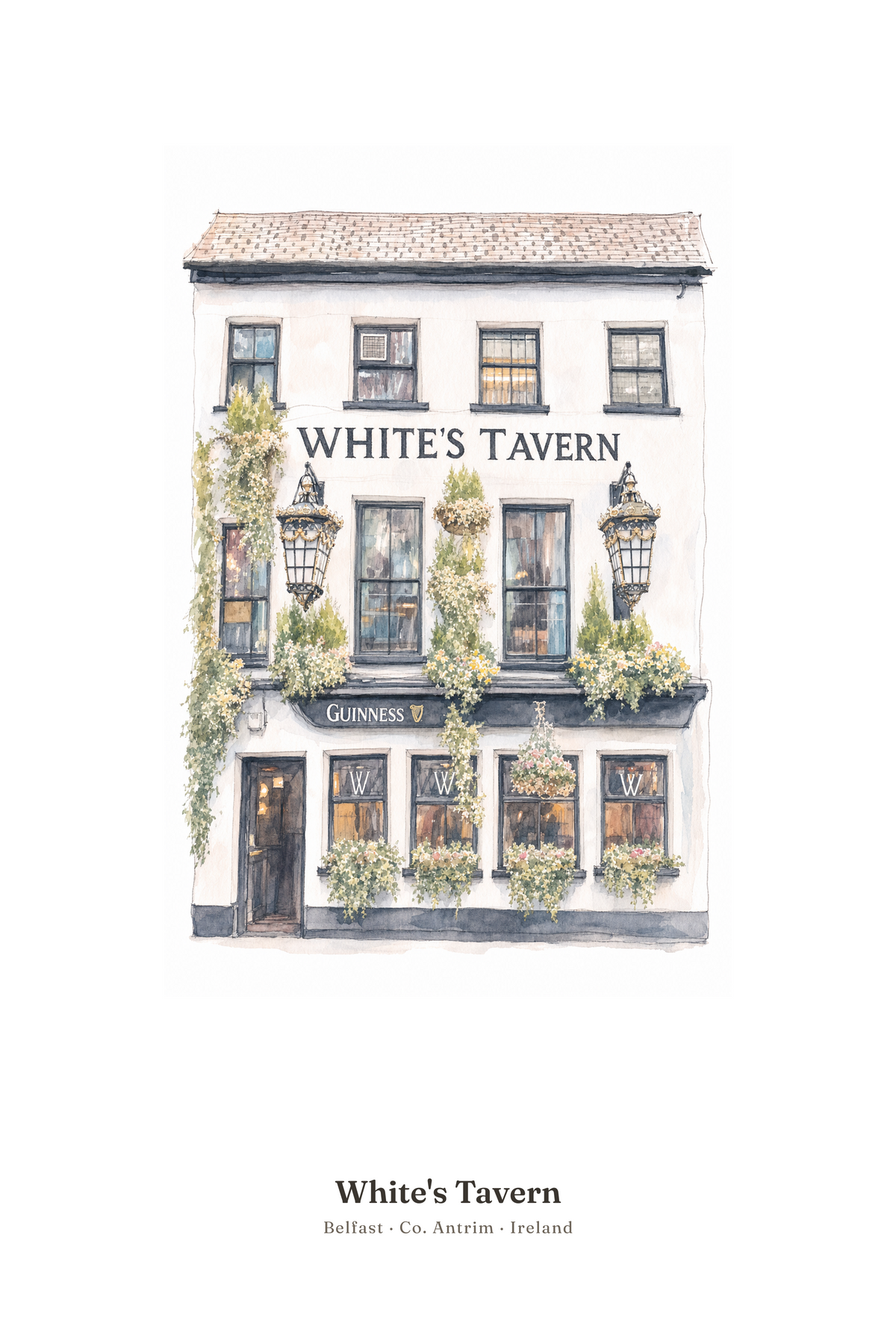 White's Tavern — Illustrated Pub Poster